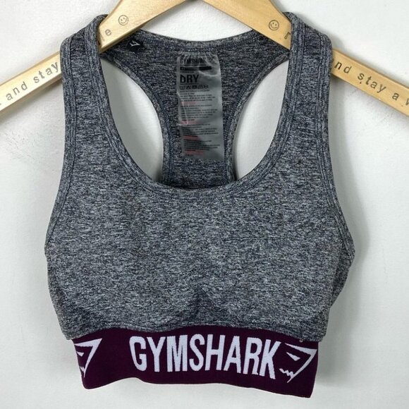 Gymshark Flex Matching Set Crop Leggings Sports Bra Grey Plum Size XS‎ Fitness - Picture 9 of 12